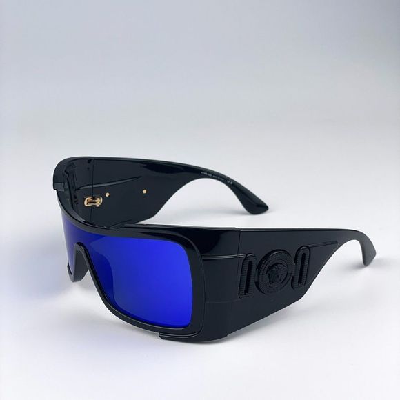 Versace VE4451 GB1/55 Sunglasses Black Grey Mirrored Blue Wraparound Unisex main image 15
